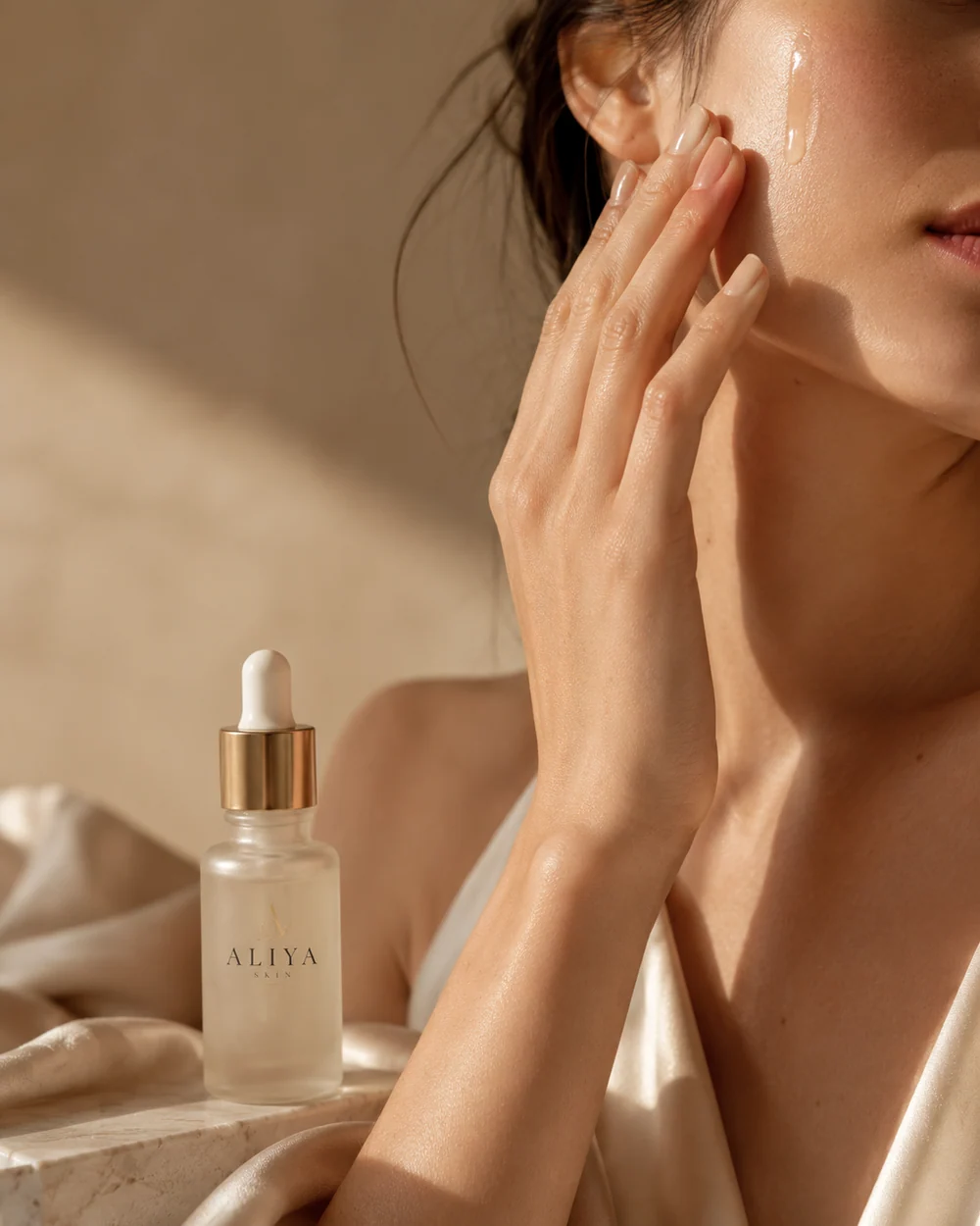 Natural cheek texture and serum application