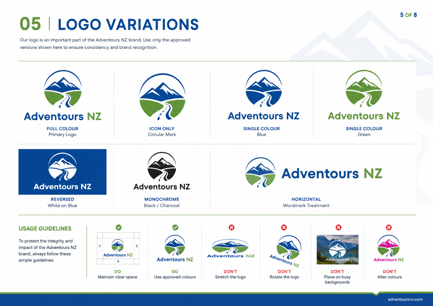Adventours NZ — Brand identity · Website · Tourism business