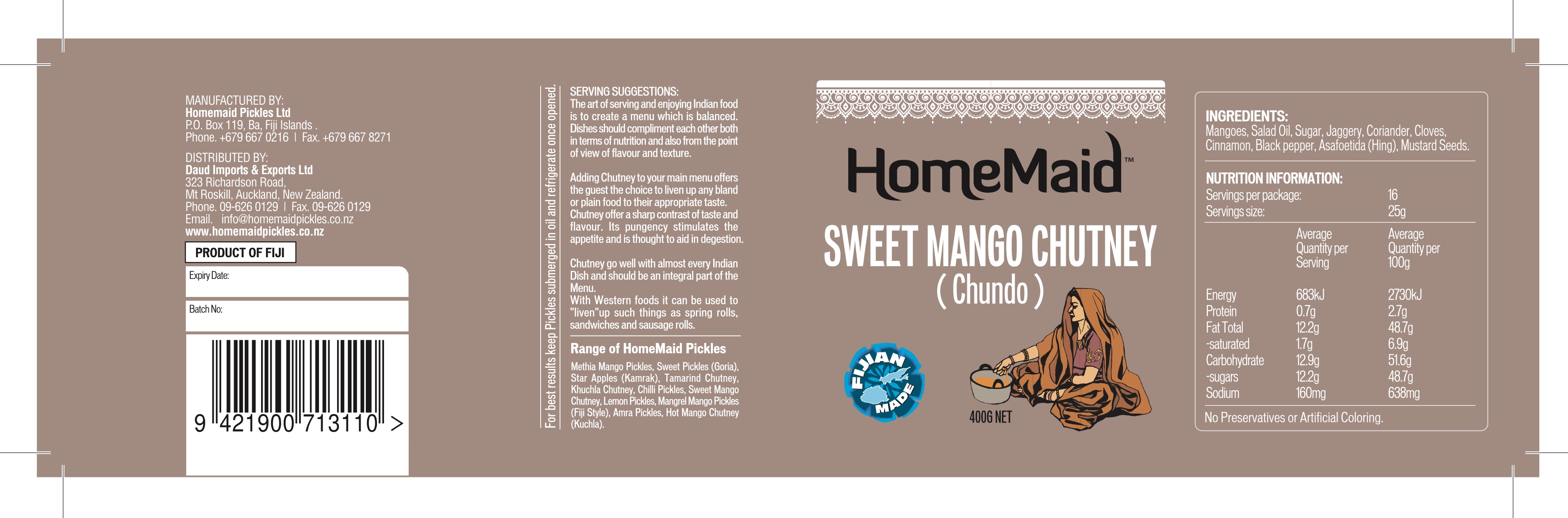 HomeMaid packaging label production artwork and dieline