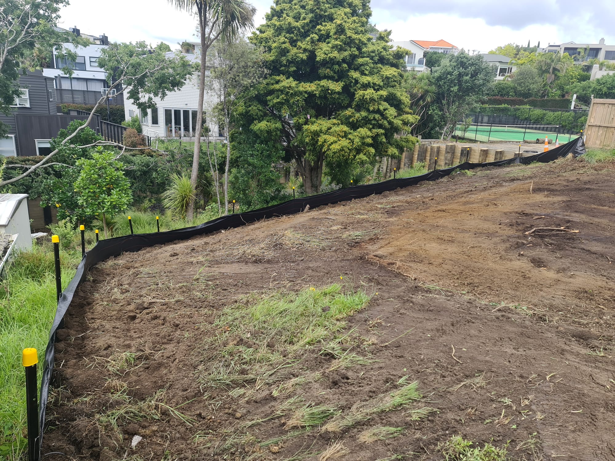 Prepared sloped section for retaining and groundworks